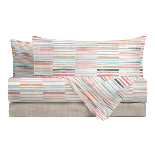 Completo Lenzuola Ruben – Fantasia Righe Patchwork singolo piazza e mezza