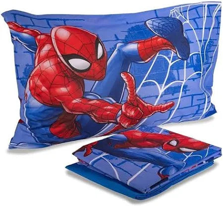 COMPLETO LENZUOLA COTONE LETTO SINGOLO 1 PIAZZA 1 PIAZZA E MEZZA MARVEL SPIDERMAN BLU
