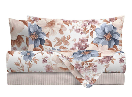LENZUOLA MATRIMONIALI COTONE COMPLETO LETTO DI MAESTRO ITALIA fiori Sonya