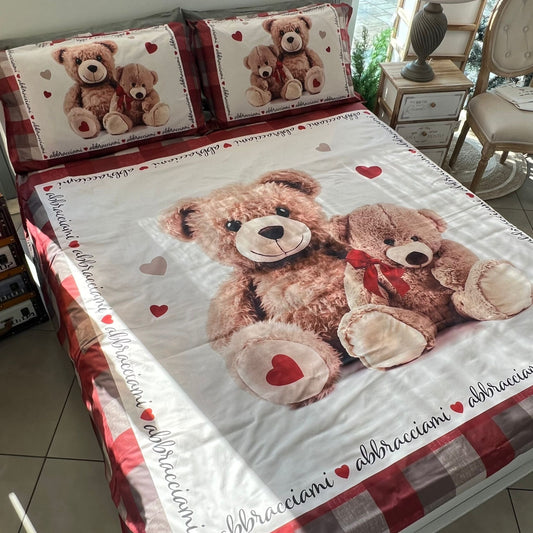 Set Copripiumino Matrimoniale teddy orsetti abbracciami cotone