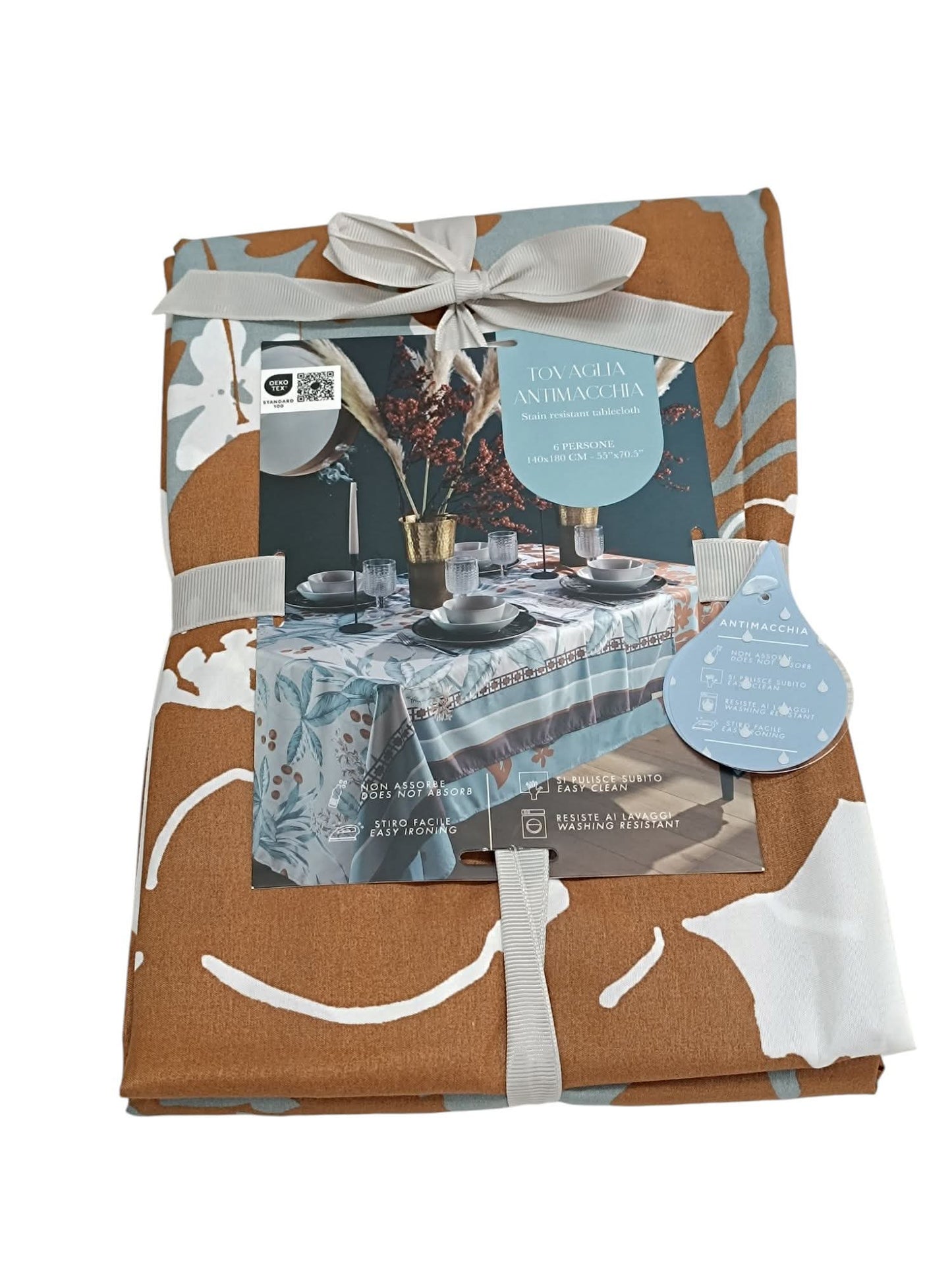 Tovaglia antimacchia biancheria tavola idrorepellente 12 posti 140 x 240 cm