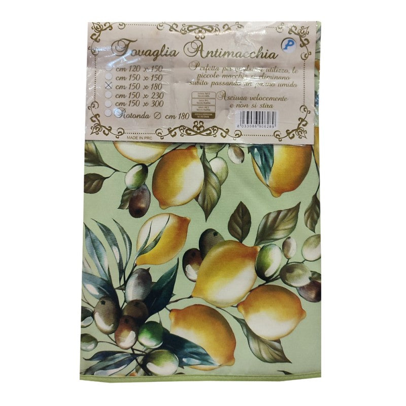 Tovaglia Antimacchia No Stiro Limoni e Olive – Tonda e Rettangolare