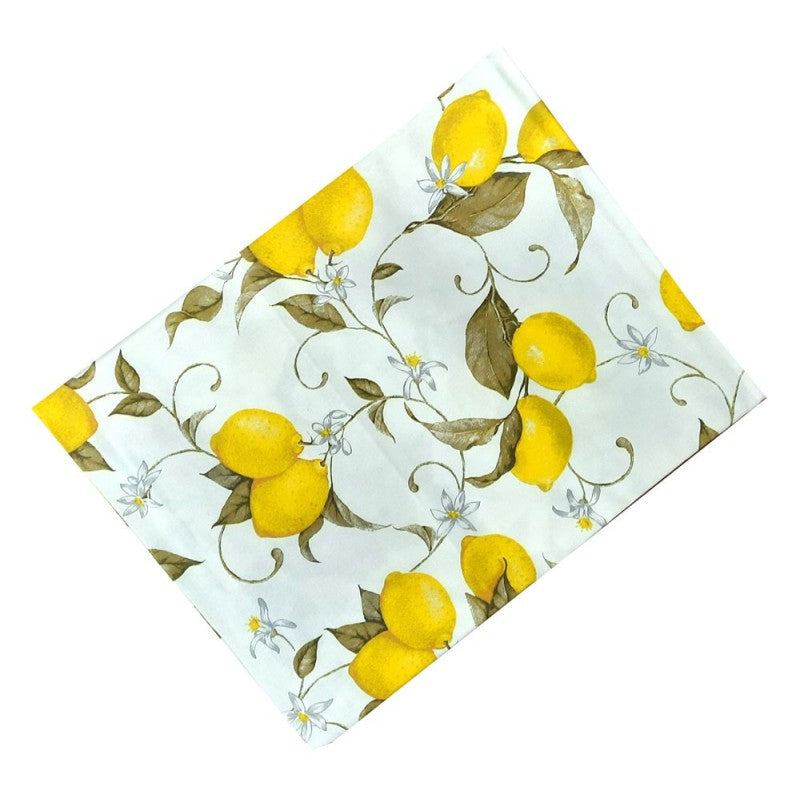Tovaglia in Cotone 100% Artigianale Italiana limoni rettangolare 6 12 18 posti