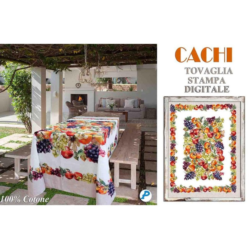 Tovaglia con stampa digitale 100% cotone biancheria tavola cachi autunno