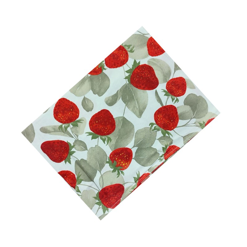 Tovaglia  fragole 100% cotone biancheria tavola made in italy 12 posti
