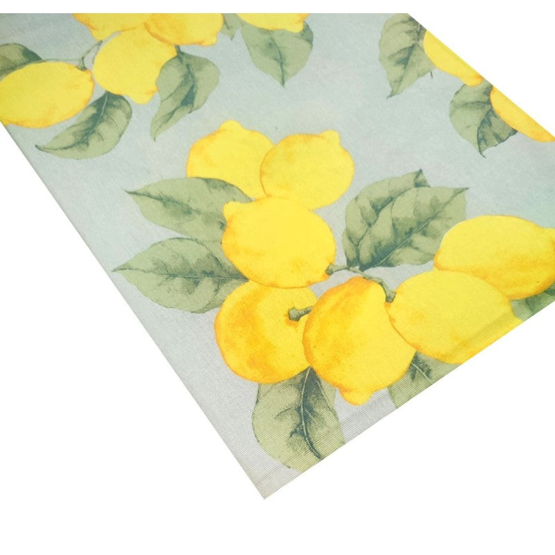 Tovaglia  limoni base celeste 100% cotone biancheria tavola made in italy 6 e 12 posti