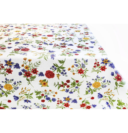 Tovaglia in Cotone 100% Artigianale Italiana fantasia fiori prato fiorellini  rettangolare 6 12 18 posti (Copia)