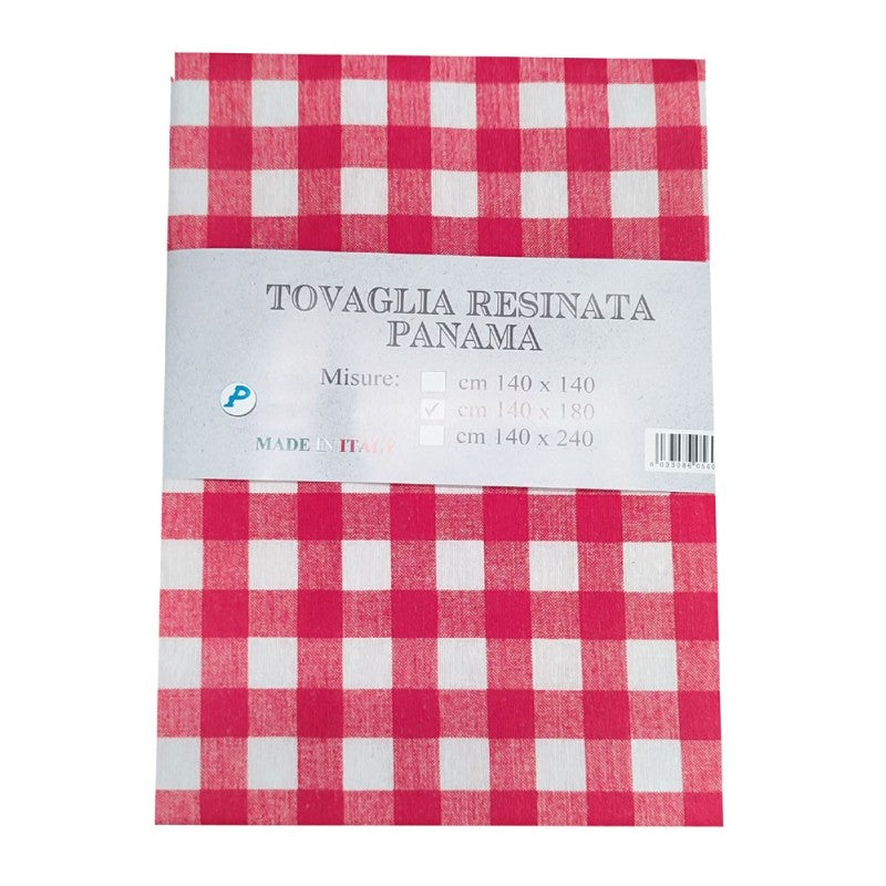 TOVAGLIA RESINATA ANTIMACCHIA IDROREPELLENTE COTONE MADE IN ITALY quadretti rosso
