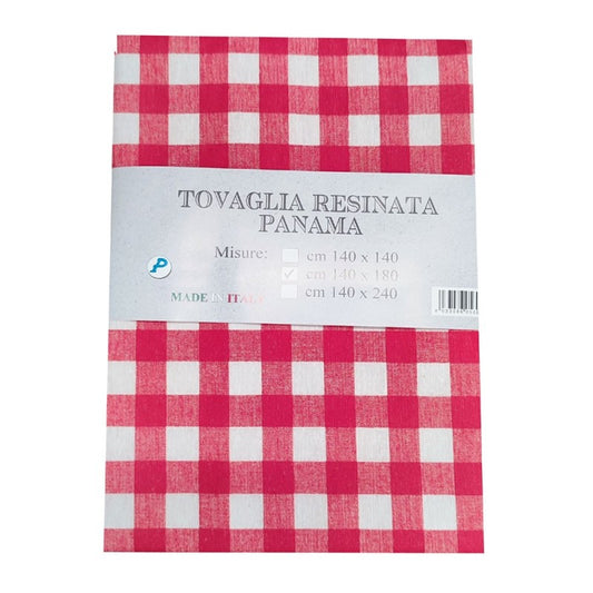 TOVAGLIA RESINATA ANTIMACCHIA IDROREPELLENTE COTONE MADE IN ITALY quadretti rosso