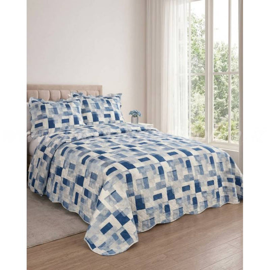 Copriletto Trapuntato Estivo Singolo – Fantasia geometrico blu