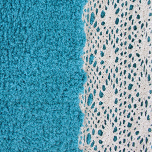 Tappeto bagno turchese con merletto Sobel 50x80 60x130 antiscivolo fatto a mano